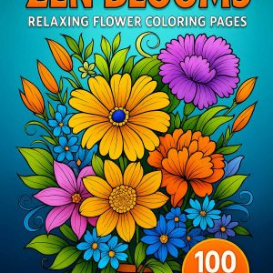 Zen Blooms – 100 Relaxing Flower Coloring Pages