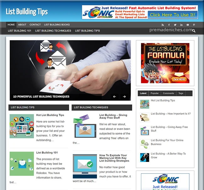 Done for You List Building Tips Website