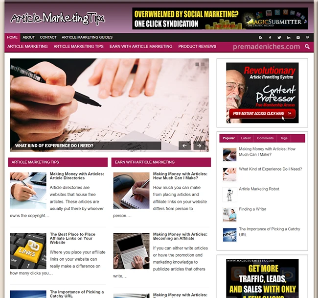 Turnkey Article Marketing Website